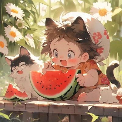 吃瓜女友头像动漫高清,动漫头像中的甜蜜诱惑